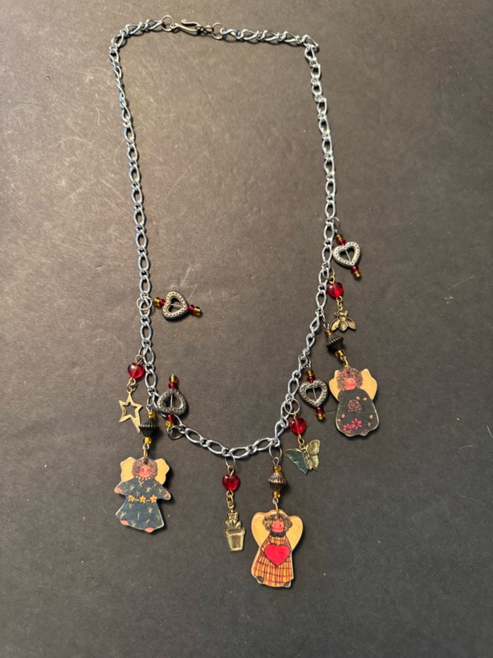 Women’s Red Charm Angel Necklace - vintage